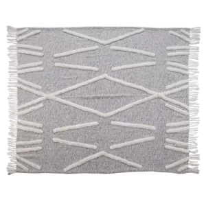 LR Resources Abstract Zigzag Black Melange Pure Cotton Decorative Throw Blanket