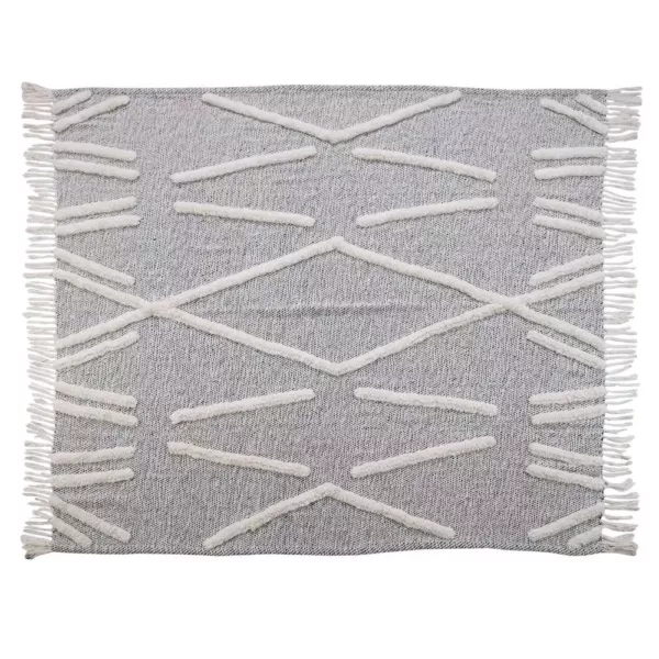LR Resources Abstract Zigzag Black Melange Pure Cotton Decorative Throw Blanket
