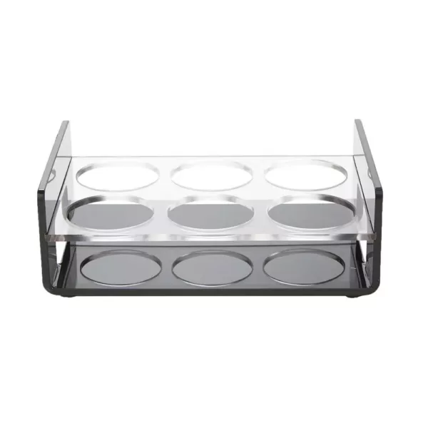 Mind Reader Black Acrylic 6 Slot Cup Holder Tray with Cutout Handles
