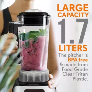 NutriChef 57 oz. 5-Speed Black Digital Countertop Blender with Pulse Blend, Adjustable Time and Speed Settings