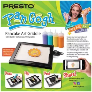 Presto 112.5 sq. in. Black Non-Stick PanGogh Electric Griddle Pancake Art Kit