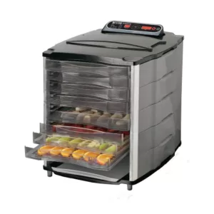 Weston 10-Tray Black and Silver Food Dehydrator with Temperature Display