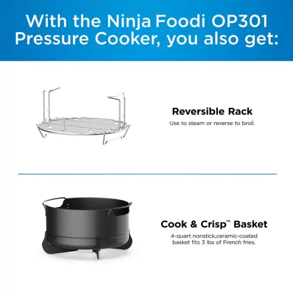 NINJA Foodi 6.5 Qt. Black Stainless Electric Pressure Cooker with Tender Crisp Technology