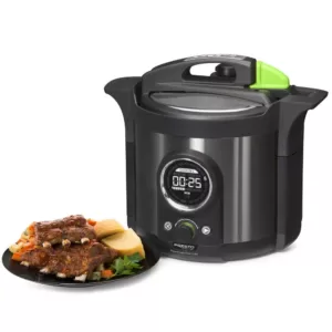 Presto Precise Plus 6 Qt. Black Stainless Steel Electric Pressure Cooker with Built-In Timer