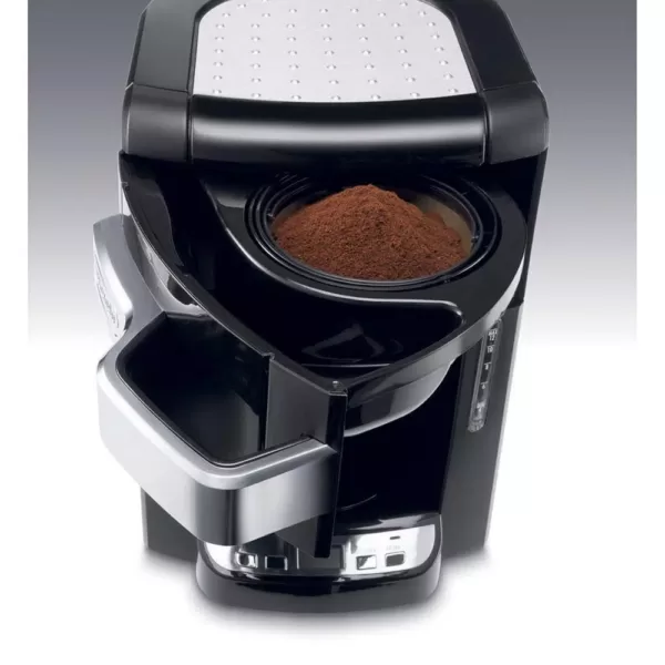 DeLonghi 10-Cup Black Stainless Steel Drip Coffee Maker with Thermal Carafe