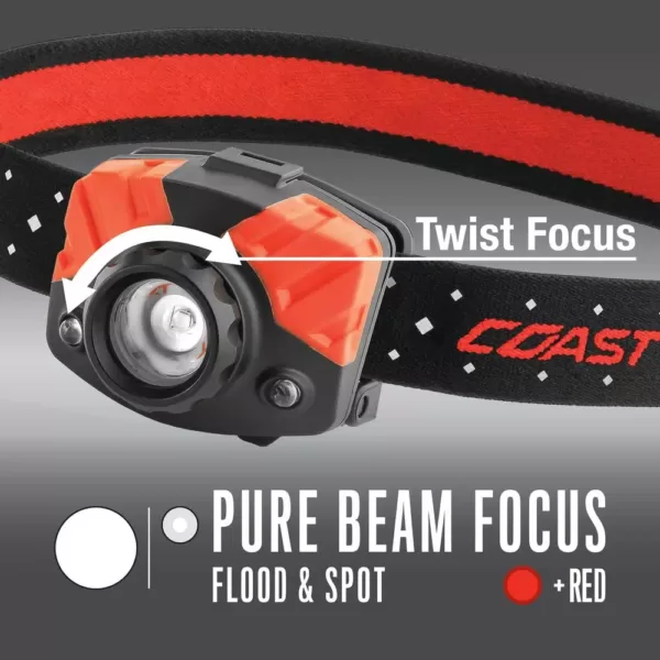 Coast FL75 435 Lumen Dual Color LED Headlamp with Twist Focus
