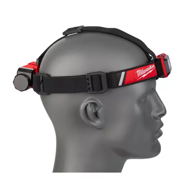 Milwaukee 600 Lumens LED USB Rechargeable Low-Profile Hard Hat Headlamp with BOLT White Type 1 Class C Full Brim Vented Hard Hat