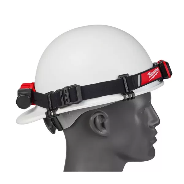 Milwaukee 600 Lumens LED USB Rechargeable Low-Profile Hard Hat Headlamp with BOLT White Type 1 Class C Full Brim Vented Hard Hat