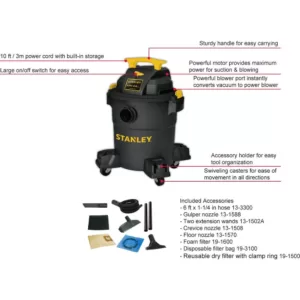 Stanley 6 Gal. Wet/Dry Vacuum - 4 Peak HP Poly