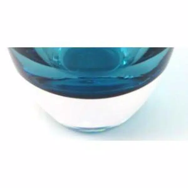 Badash Crystal Crescendo Peacock Blue European Mouth Blown Oval Thick Walled Decorative Vase