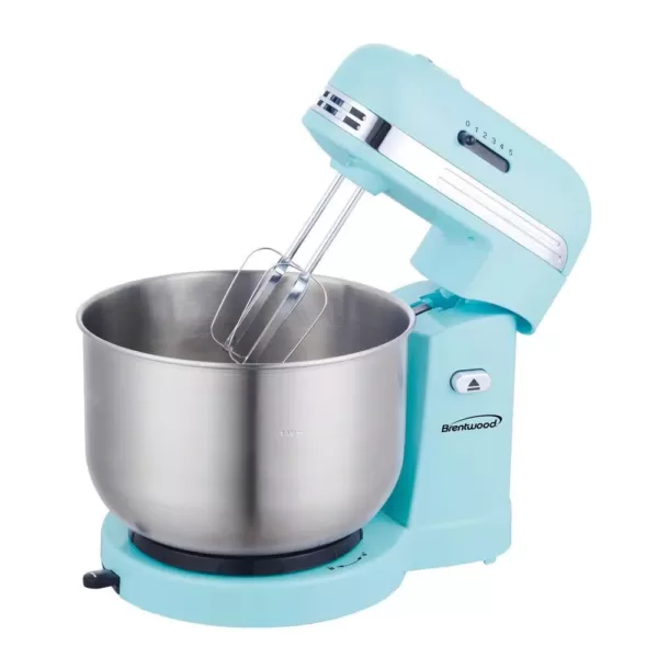 Brentwood Appliances 3 Qt. 5-Speed Blue with Stainless Steel Mixing Bowl Stand Mixer
