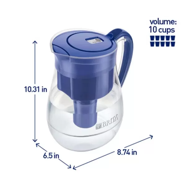 Brita Monterey 10-Cup Water Filter Pitcher in Blue with Longlast Filter, BPA Free