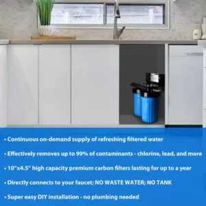 ISPRING 10 in. x 4.5 in. Heavy Duty 2-Stage Undersink Water Filtration System with Premium Carbon Filter and Direct Connect Hose