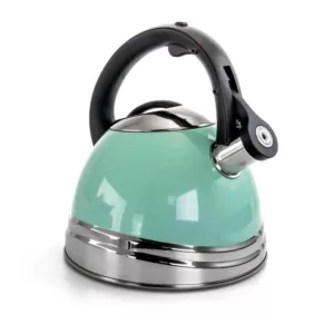 Mr. Coffee 10-Cup Blue Stainless Steel Whistling Tea Kettle