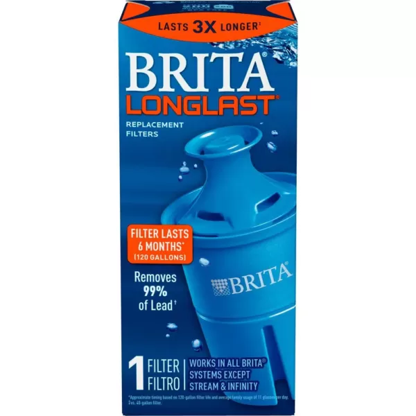 Brita Longlast Water Filter Replacement Cartridge for Water Pitcher and Dispensers, BPA Free, Reduces Lead