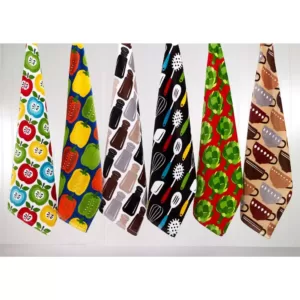 RITZ T-fal Multicolor Peppers Cotton Fiber Reactive Print and Solid Kitchen Dish Towel (Set of 4)