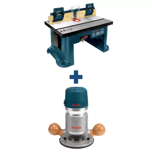 Bosch 15 Amp Corded 27 in. x 18 in. Aluminum Router Table with Bonus 12 Amp Corded 2.25 HP Variable Speed Fixed-Base Router
