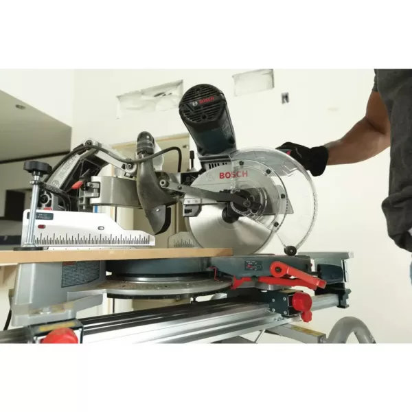 Bosch 15 Amp Corded 10 in Dual-Bevel Sliding Glide Miter Saw with 60-Tooth Carbide Saw Blade and Bonus Folding-Leg Stand