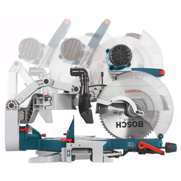 Bosch 15 Amp 12 in. Corded Dual-Bevel Sliding Glide Miter Saw with 60 Tooth Saw Blade and Bonus 32-1/2 in. Portable Stand