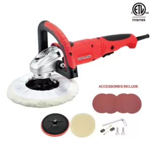 Boyel Living 7.5 Amp Corded 7 in. Variable Speed Power Tool Polishing Buffer Waxer Electric Disc Sander with Wool Pad and Sandpaper