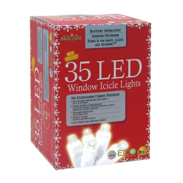 Brite Star 35-Light Battery Operated White Icicle LED Light Set