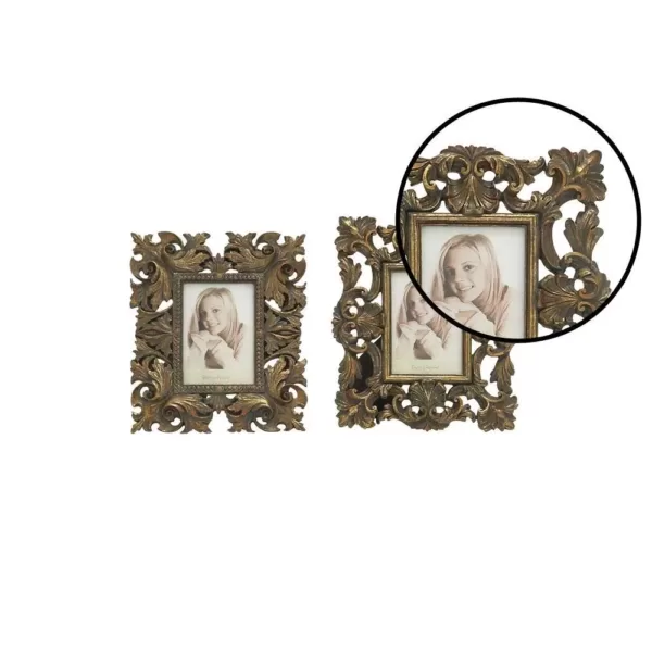 LITTON LANE Rustic 1-Opening Bronze Scrollwork Photo Frames (Set of 2)
