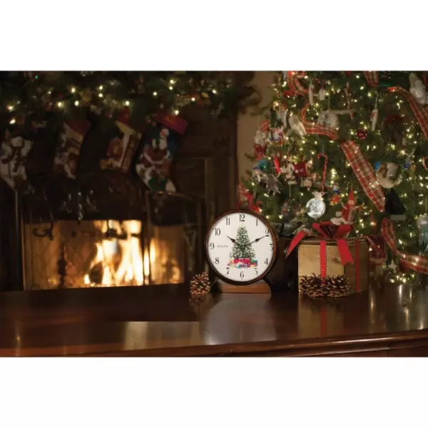 Bulova Holiday Sounds Hardwood Case Table Clock