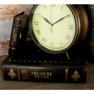 LITTON LANE Vintage Rectangular Wood and Faux Leather "Treasure Island" Book Boxes (Set of 3)