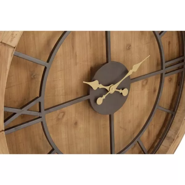 LITTON LANE 40 in. Rustic Wooden Round Wall Clock