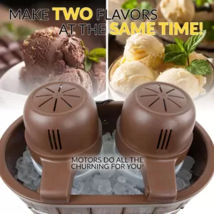 Nostalgia 4 Qt. in Brown Electric Double Flavor Ice Cream Maker