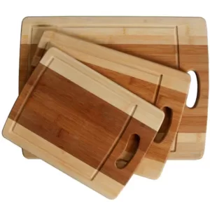 Heim Concept Classic 3-Piece Organic Bamboo Cutting Board Set with Drip Groove