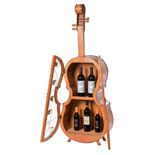 Vintiquewise Brown 4.5 Feet Tall Violin Shaped Cabinet With 2-Shelf and Acrylic Clear Double Door