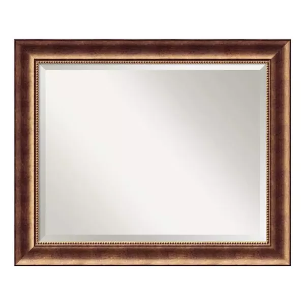 Amanti Art Manhattan 34 in. W x 28 in. H Framed Rectangular Beveled Edge Bathroom Vanity Mirror in Burnished Bronze