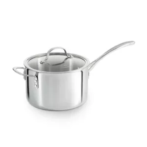 Calphalon Tri-Ply 4.5 qt. Aluminum Sauce Pan in Stainless Steel with Glass Lid