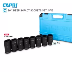 Capri Tools 3/4 in. Drive SAE Deep Impact Socket Set (8-Piece)
