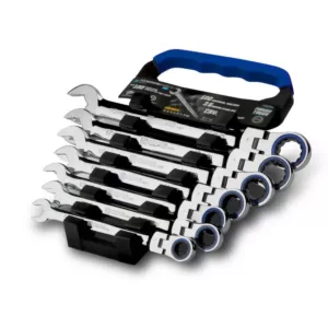 Capri Tools 100-Tooth Metric Flex-Head Ratcheting Combination Wrench Set (7-Piece)
