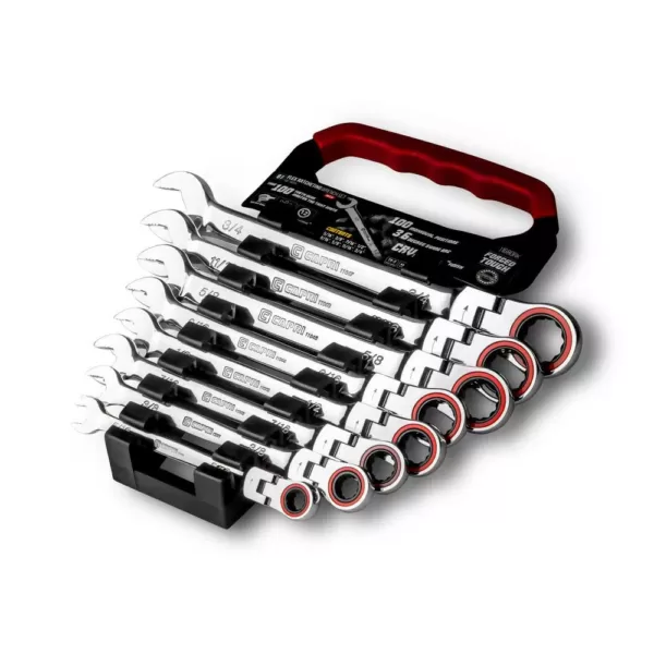 Capri Tools 100-Tooth SAE Flex-Head Ratcheting Combination Wrench Set (8-Piece)