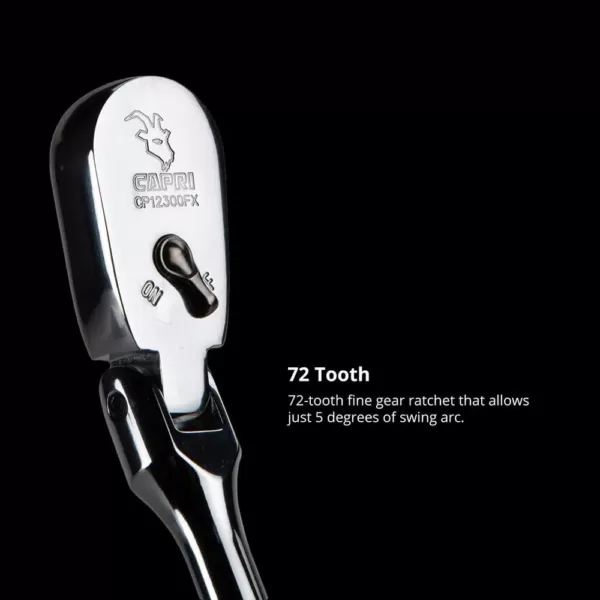 Capri Tools 3/8 in. Drive 72-Tooth Flex-Head Low Profile Ratchet