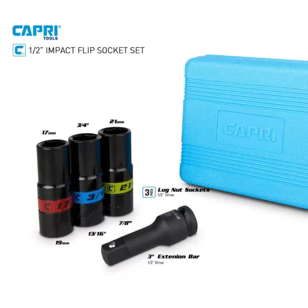 Capri Tools 1/2 in. Drive SAE/Metric Impact Flip Socket Set (4-Piece)