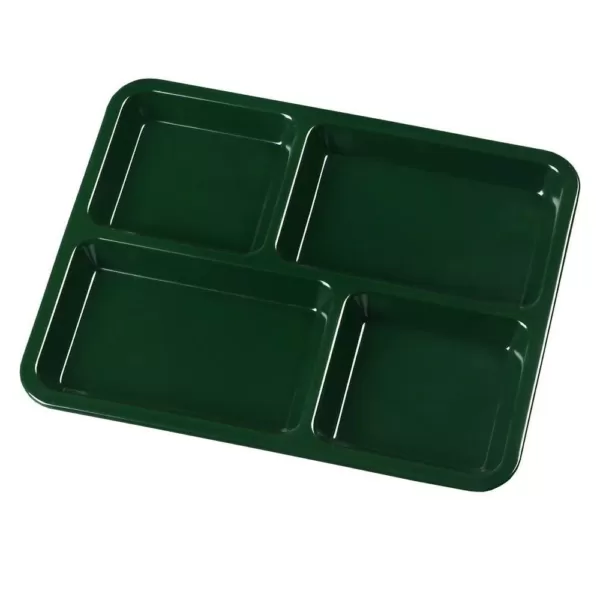Carlisle 8.5 in. x 11.0 in. Omnidirectional Melamine 4-Compartment Cafeteria Style Tray in Forest Green (Case of 12)