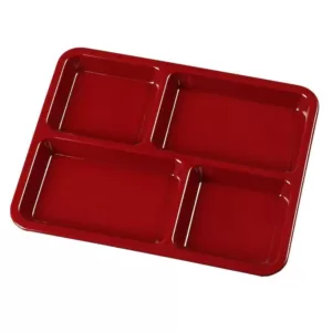 Carlisle 8.67 in. x 10.95 in. Omnidirectional Melamine 4-Compartment Lunch Tray in Dark Cranberry (Case of 12)
