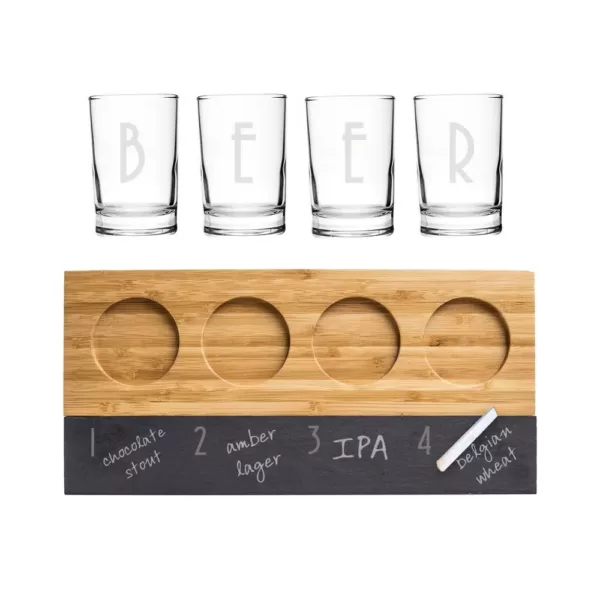 Cathy's Concepts 5.5 oz. Bamboo and Slate Craft Beer Tasting Flight