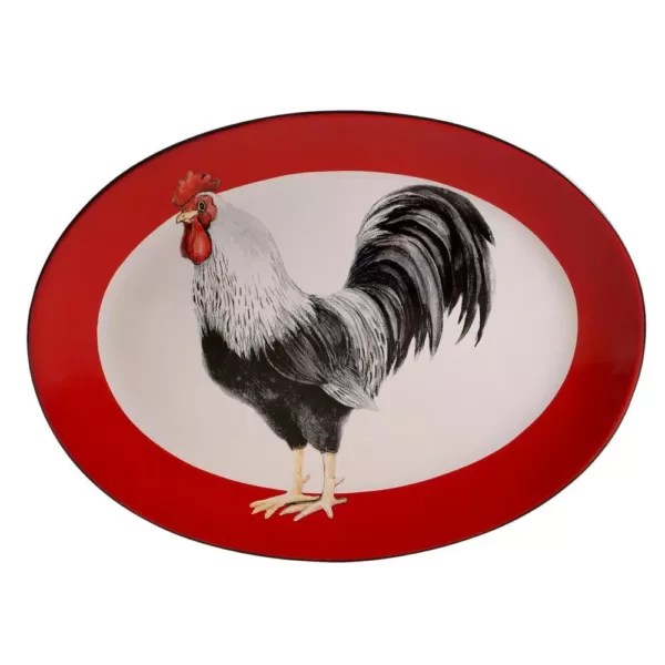 Certified International Homestead Rooster Multi-Colored 16 in. Earthenware Oval Platter