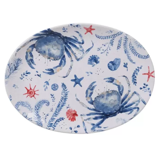Certified International Nautical Life Multi-Colored 16 in. Earthenware Oval Crab Platter