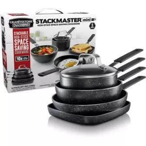 GRANITESTONE 5-Piece Aluminum StackMaster Non-Stick Diamond Infused Mini Cookware Set