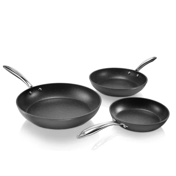 GRANITESTONE Pro 3-Piece (8 in., 10 in., 12 in.) Aluminum Ultra-Nonstick Hard Anodized Diamond Infused Induction Capable Fry Pan Set