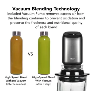 Tribest Glass 42 oz. 4-Speed Chrome Personal Blender with Vacuum