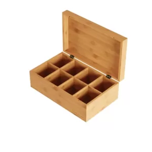 Classic Cuisine 8-Compartment Bamboo Tea Box Storage Organizer
