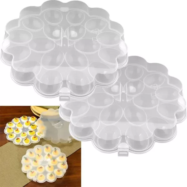 Chef Buddy Deviled Egg Trays with Snap On Lids Holds 36 Eggs (Set of 2)
