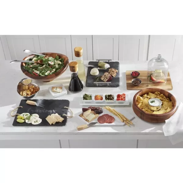 Libbey Acaciawood 4-Piece Cheese Board Serving Set with Glass Dome